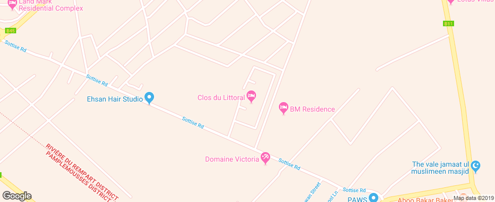 Отель Clos Du Littoral на карте Маврикия