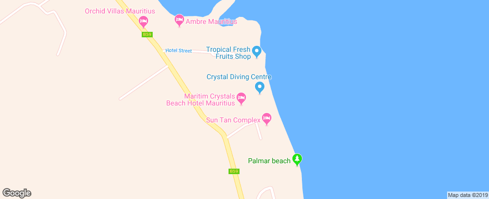 Отель Crystals Beach Resort & Spa на карте Маврикия