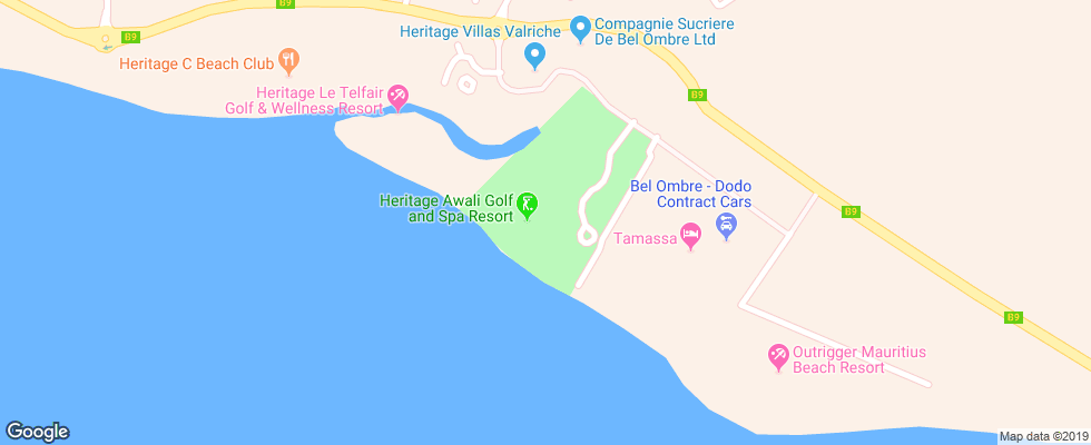 Отель Heritage Awali Golf & Spa Resort на карте Маврикия