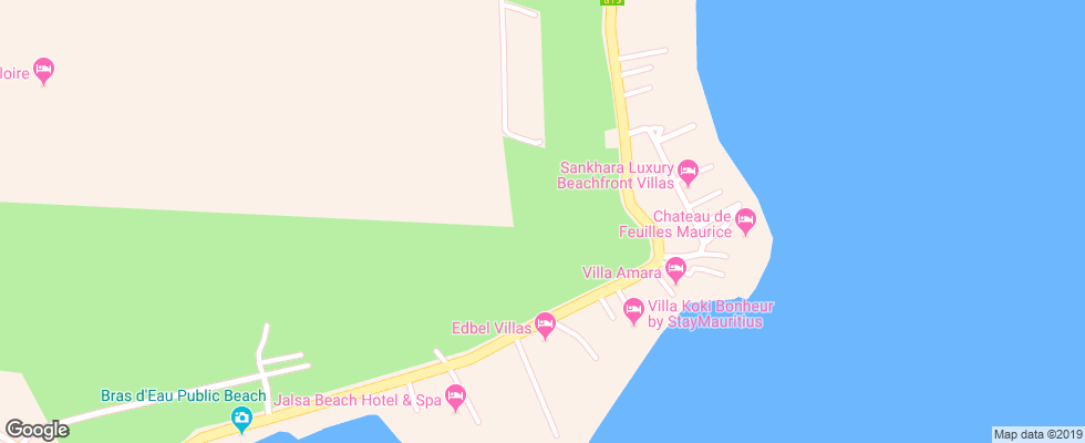 Отель Jalsa Beach Hotel & Spa на карте Маврикия