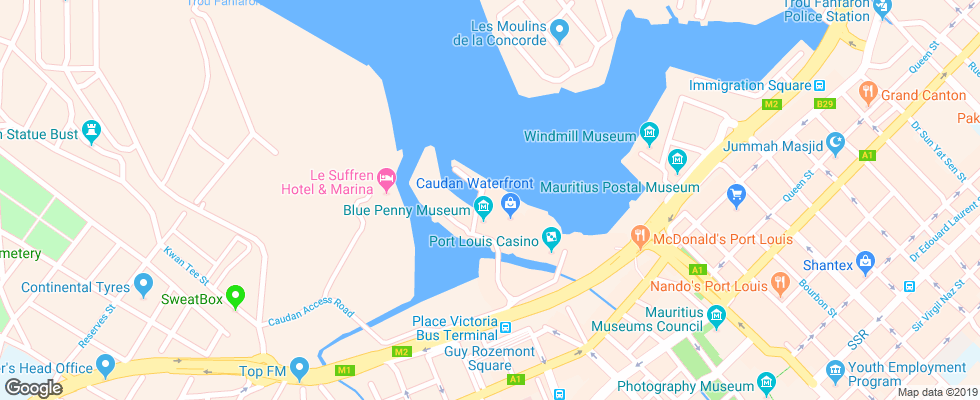 Отель Labourdonnais Waterfront на карте Маврикия