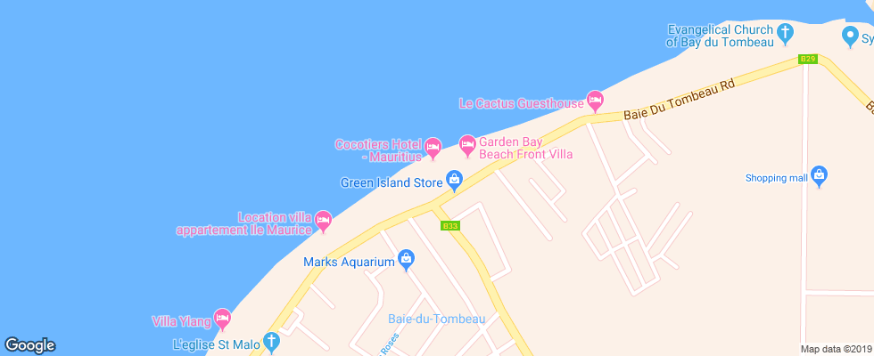 Отель Les Cocotiers на карте Маврикия