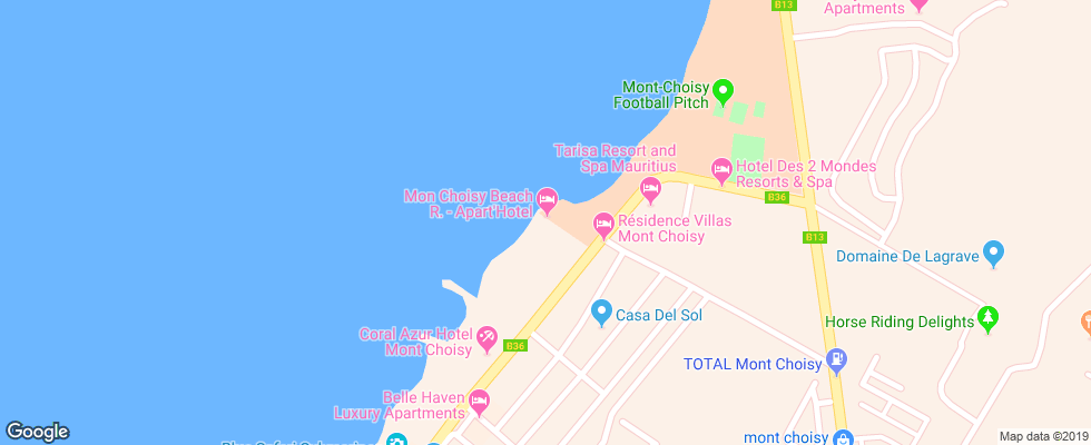Отель Mon Choisy Beach Resort на карте Маврикия