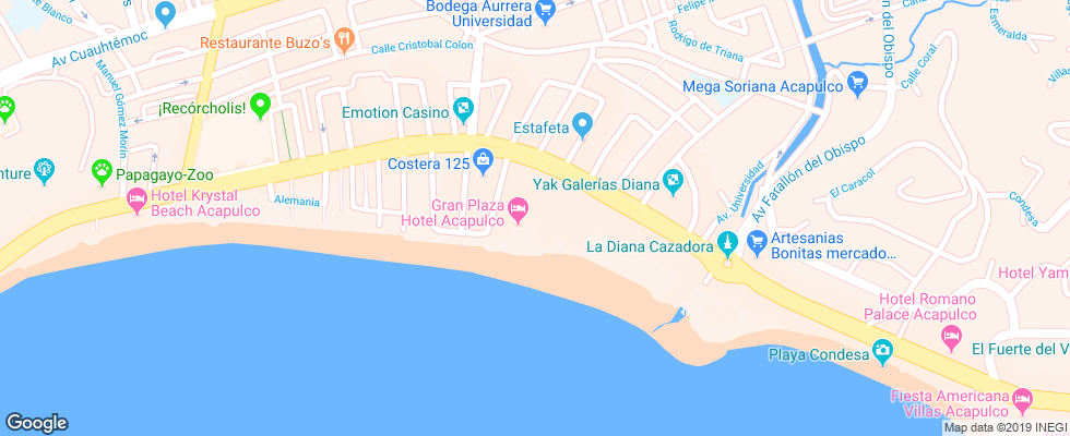 Отель Acapulco Turquesa на карте Мексики