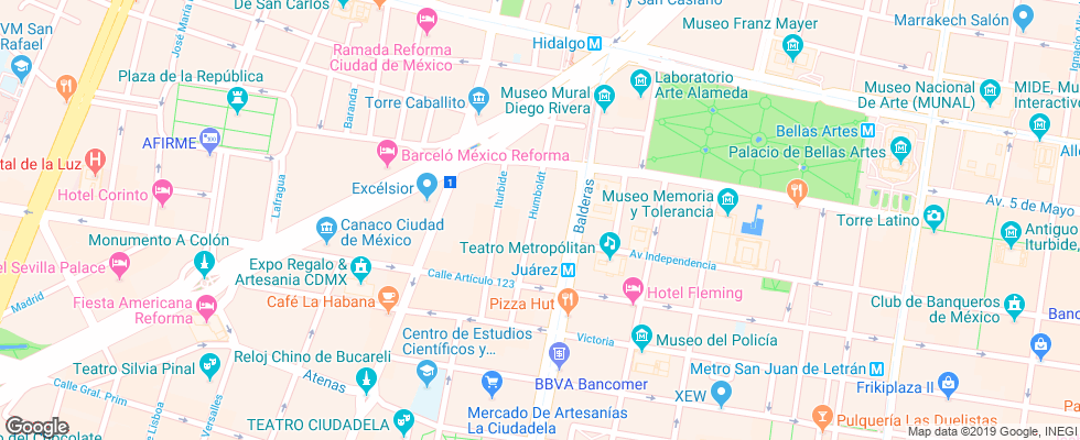 Отель Ambassador на карте Мексики