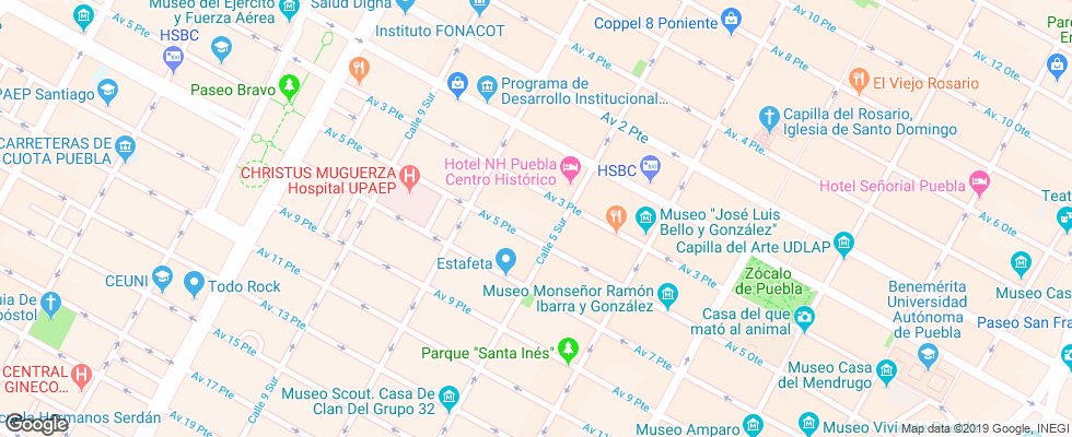 Отель Aristos Puebla на карте Мексики