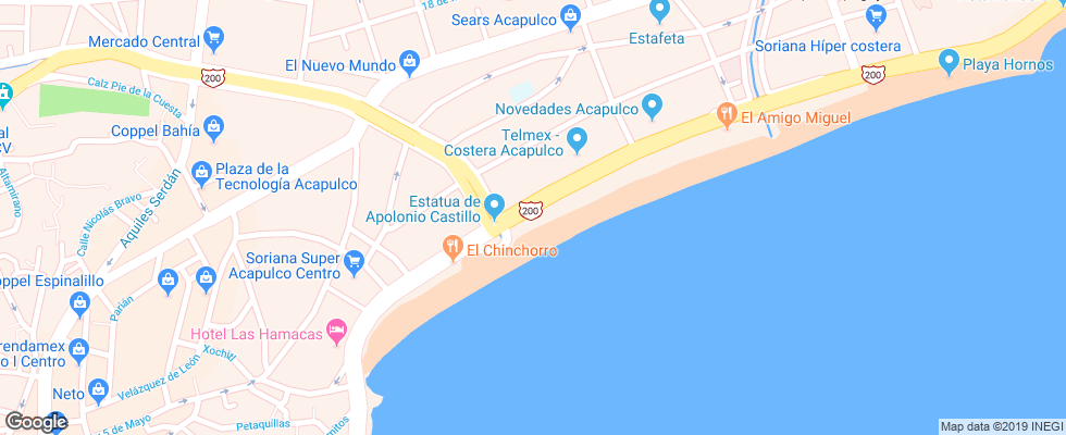 Отель Avalon Excalibur Acapulco на карте Мексики