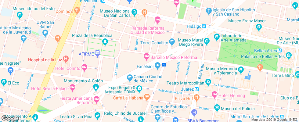 Отель Barcelo Mexico Reforma на карте Мексики