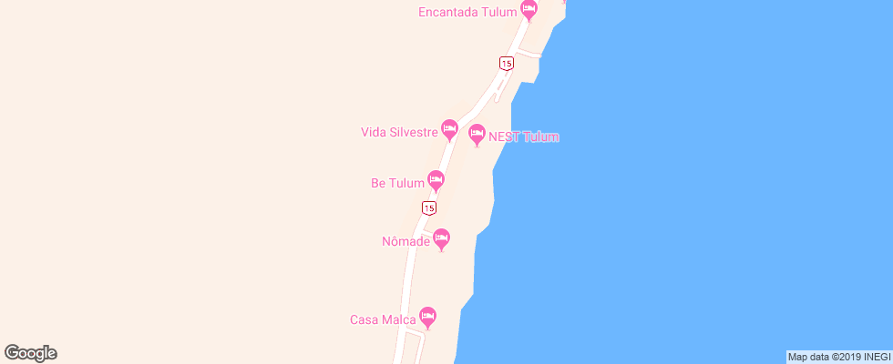 Отель Be Tulum на карте Мексики