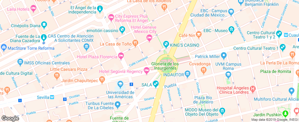 Отель Best Western Royal Zona Rosa на карте Мексики