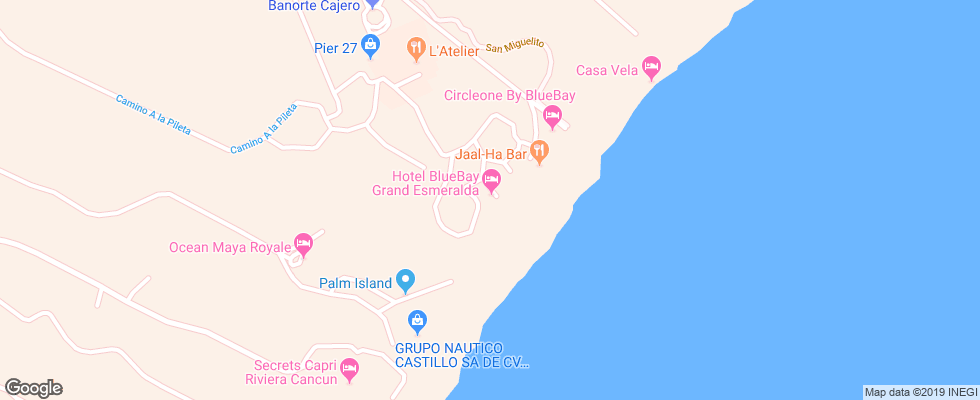 Отель Bluebay Grand Esmeralda на карте Мексики