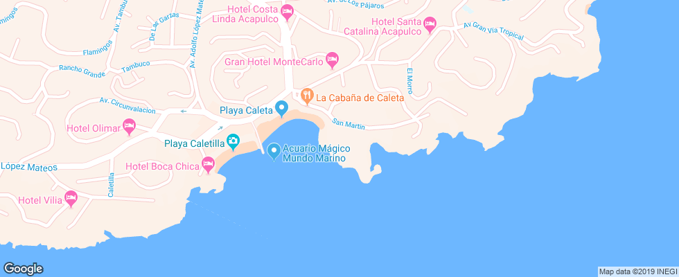 Отель Caleta Acapulco на карте Мексики