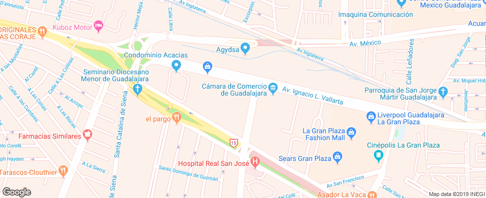 Отель Camino Real Guadalajara на карте Мексики