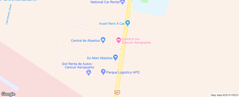 Отель Comfort Inn Cancun Aeropuerto на карте Мексики