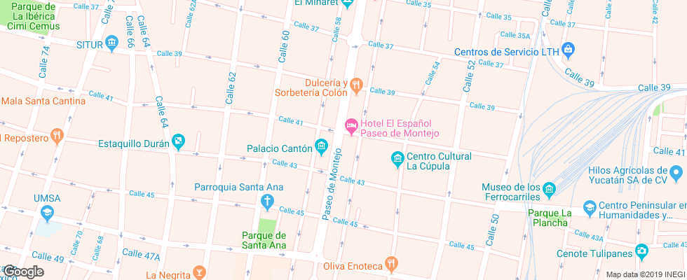 Отель El Espanol Paseo De Montejo на карте Мексики