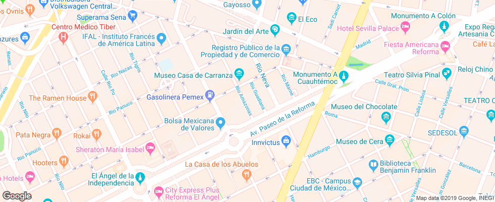 Отель Eurostars Suites Reforma на карте Мексики