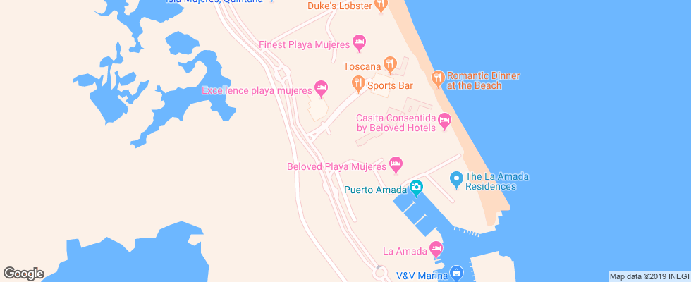 Отель Excellence Playa Mujeres на карте Мексики