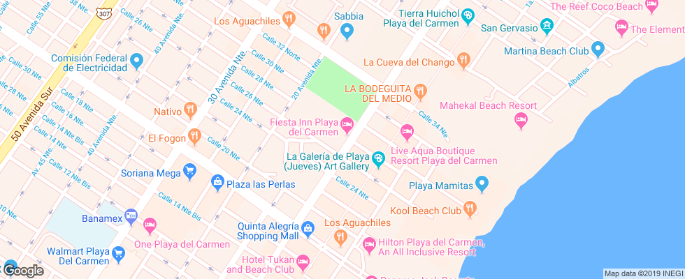 Отель Fiesta Inn Playa Del Carmen на карте Мексики