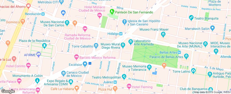 Отель Fontan Reforma на карте Мексики