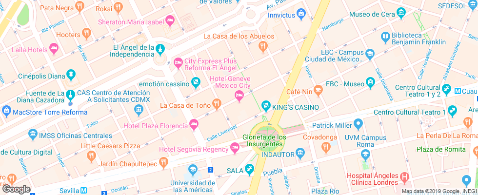 Отель Geneve на карте Мексики