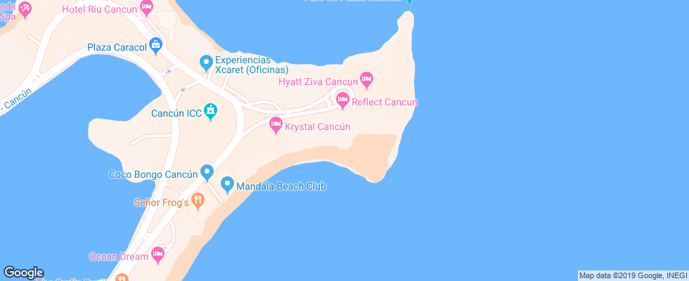 Отель Krystal Grand Punta Cancun на карте Мексики