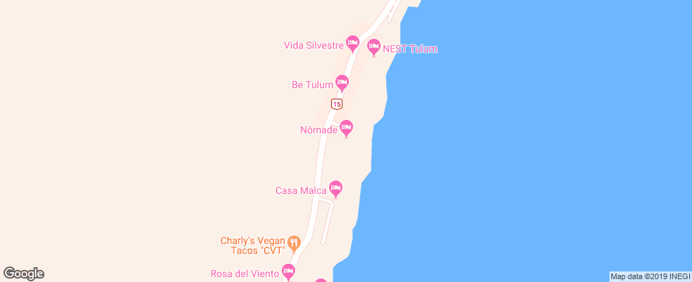 Отель Nomade Tulum на карте Мексики