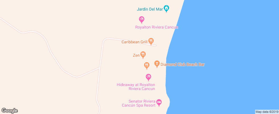 Отель The Hideaway At Royalton Riviera Cancun на карте Мексики
