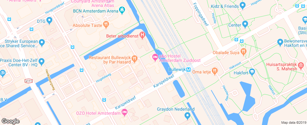 Отель A&o Amsterdam Zuidoost на карте Нидерланд