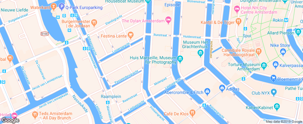 Отель Andaz Amsterdam на карте Нидерланд
