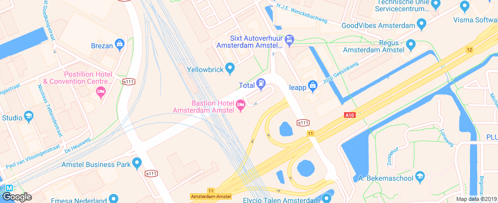 Отель Bastion Amsterdam Amstel на карте Нидерланд