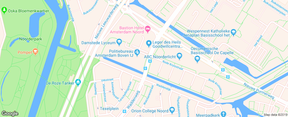 Отель Bastion Amsterdam Noord на карте Нидерланд