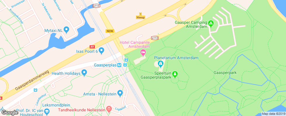 Отель Campanile Amsterdam на карте Нидерланд