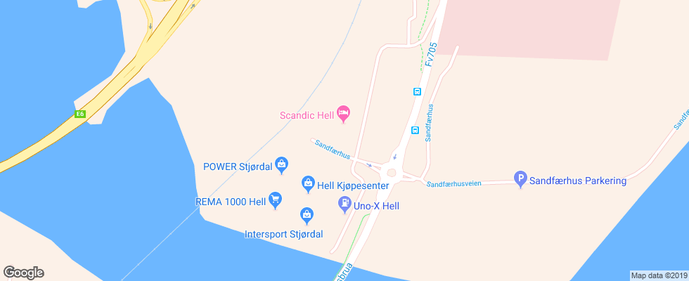 Отель Scandic Hell на карте Норвегии