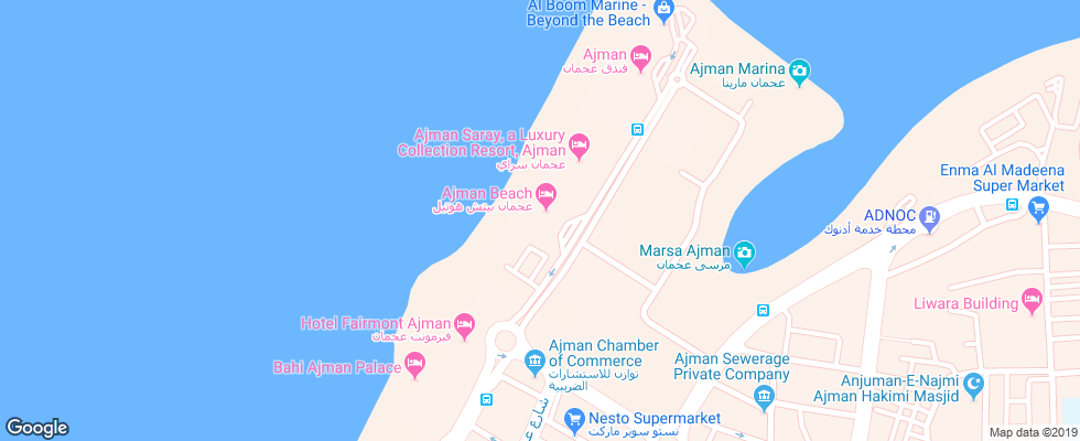 Отель Ajman Beach на карте ОАЭ