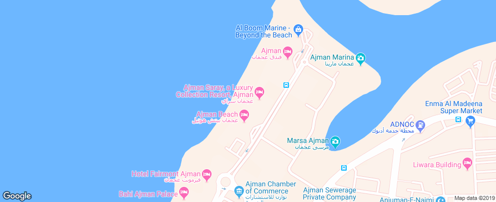 Отель Ajman Saray на карте ОАЭ