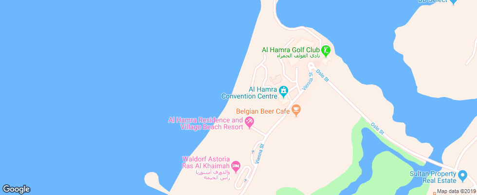 Отель Al Hamra Village Golf & Beach Resort на карте ОАЭ