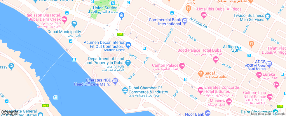 Отель Al Khaleej Palace на карте ОАЭ