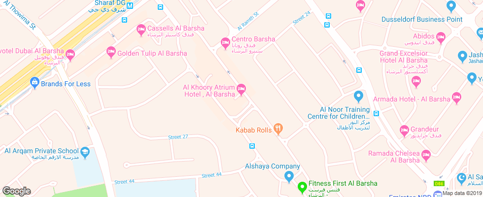 Отель Al Khoory Atrium на карте ОАЭ