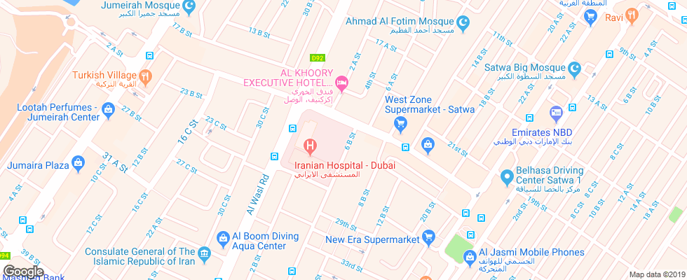 Отель Al Khoory Executive на карте ОАЭ