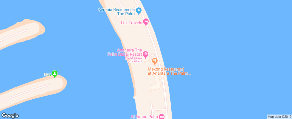 Отель Anantara Dubai The Palm Resort & Spa на карте ОАЭ
