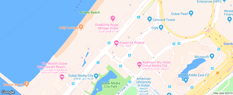 Отель Arjaan Al Sufouh на карте ОАЭ