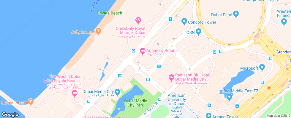 Отель Arjaan Dubai Media City на карте ОАЭ