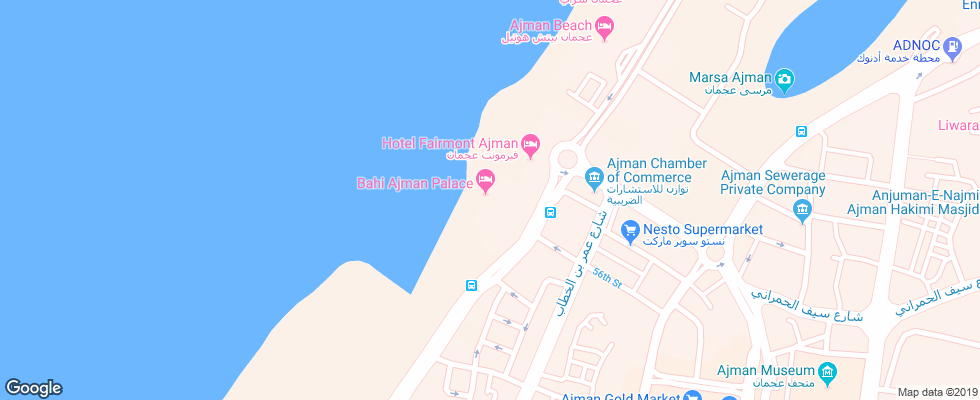 Отель Bahi Ajman Palace на карте ОАЭ
