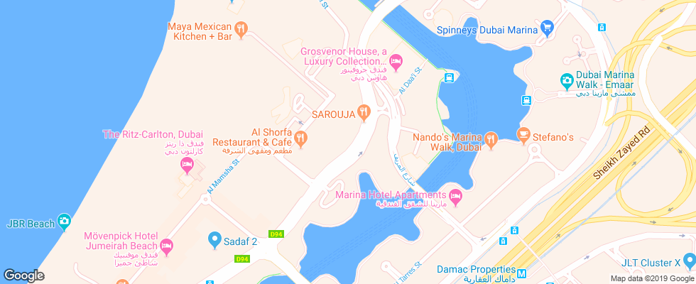 Отель Barcelo Residence Dubai Marina на карте ОАЭ