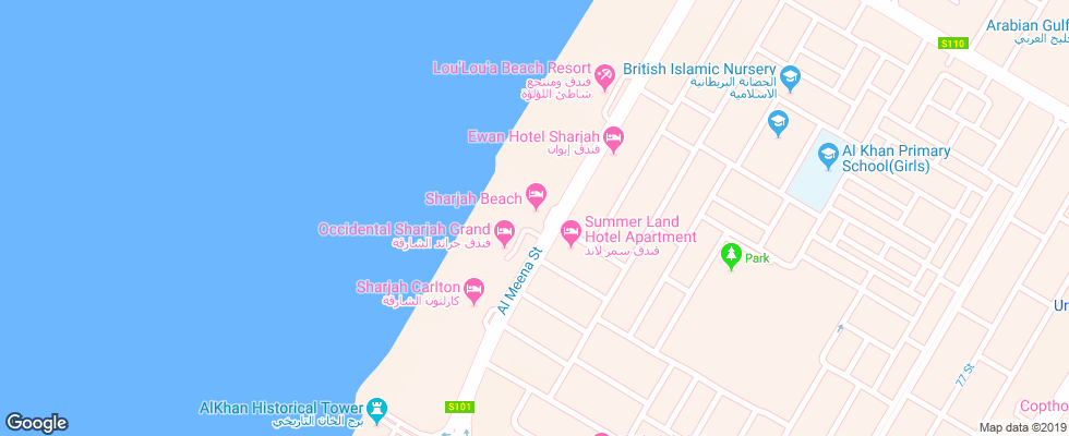 Отель Beach Hotel Sharjah на карте ОАЭ