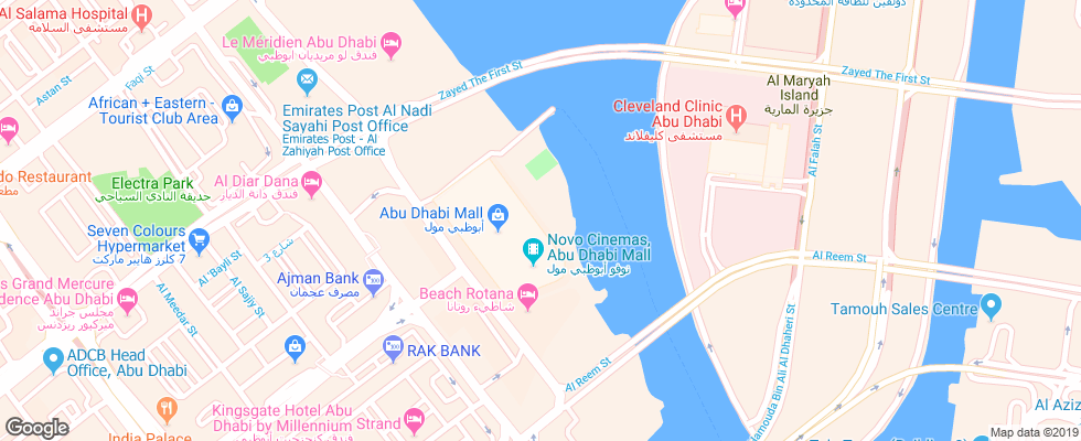 Отель Beach Rotana на карте ОАЭ