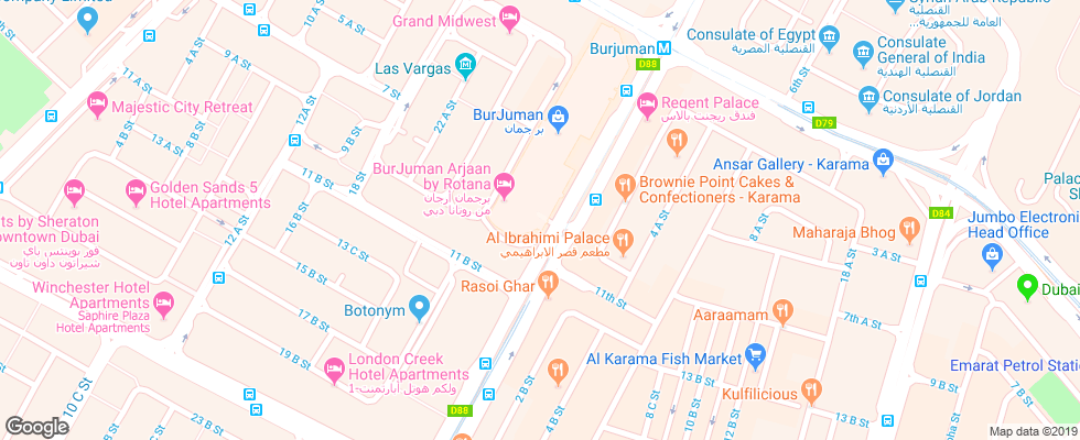 Отель Burjuman Arjaan By Rotana на карте ОАЭ