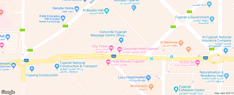 Отель Concorde Fujairah на карте ОАЭ