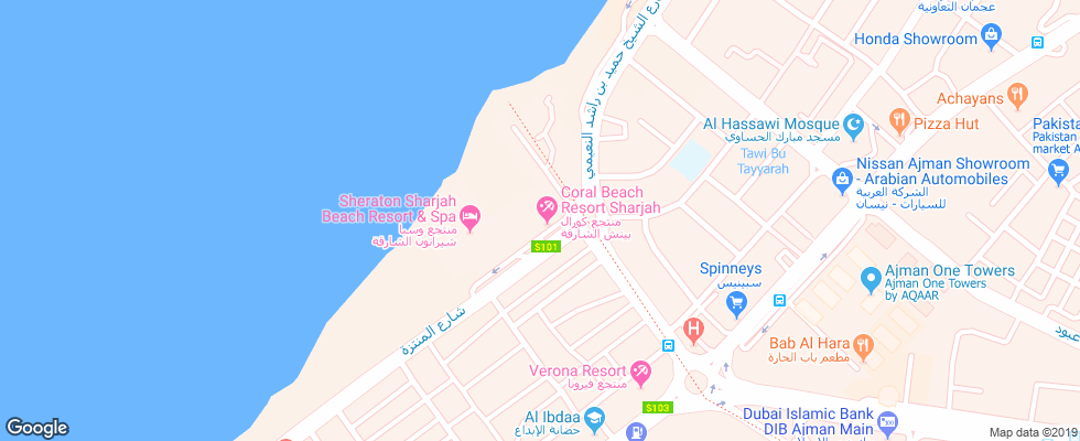 Отель Coral Beach Resort на карте ОАЭ