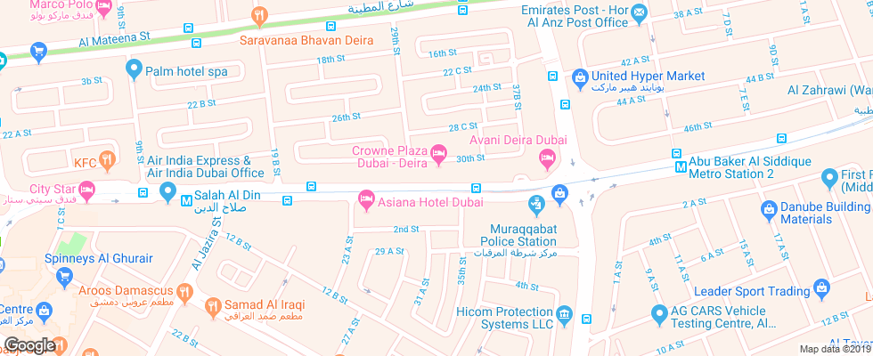 Отель Crowne Plaza Deira на карте ОАЭ